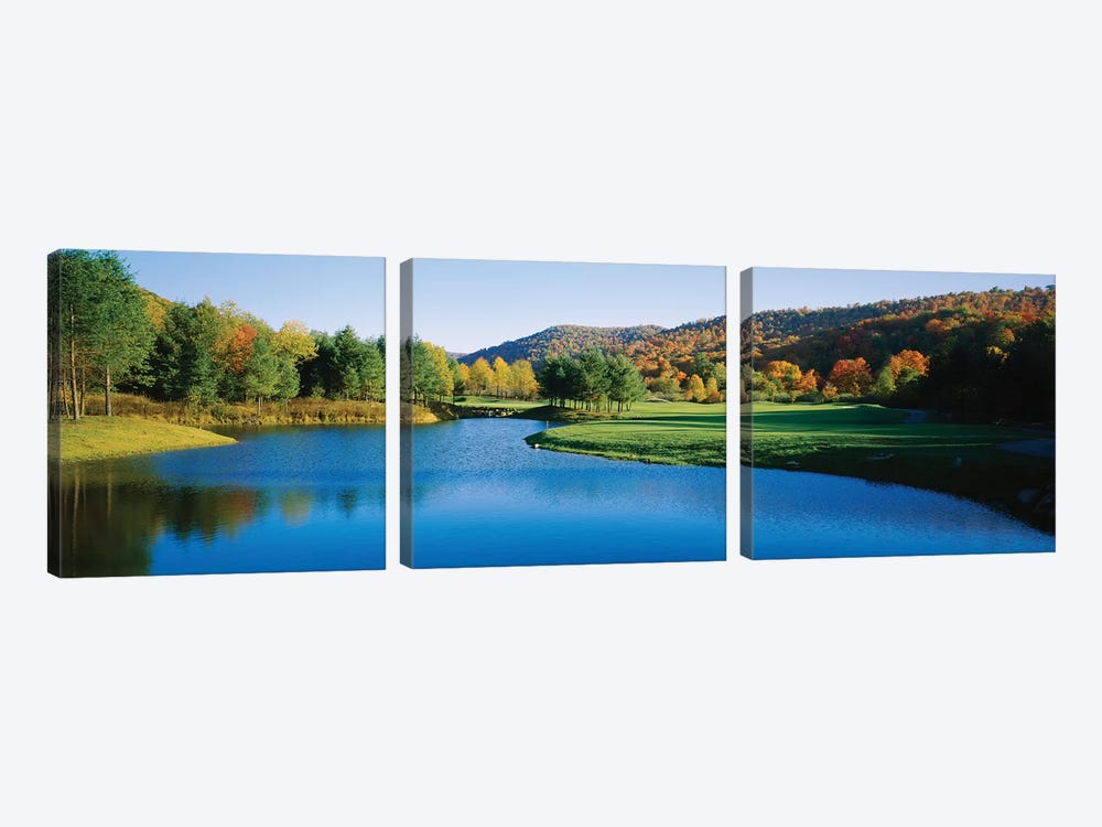 Lake on a golf course, The Raven Golf Club, Showshoe, West Virginia, USA by Panoramic Images 3-piece Canvas Wall Art