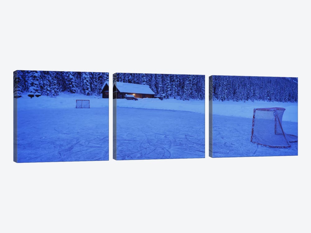 Makeshift Hockey Rink, Lake Louise, Alberta, Canada by Panoramic Images 3-piece Canvas Art Print