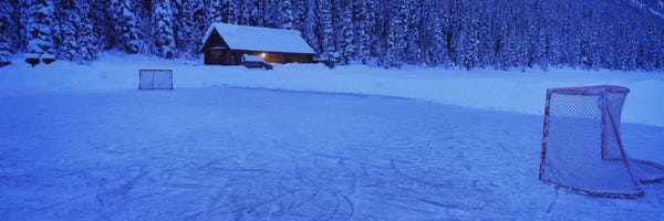 Canada: Makeshift Hockey Rink, Lake Louise, Alberta, Canada by Panoramic Images