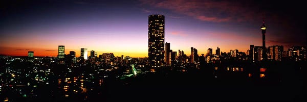 South Africa: Downtown Skyline At Dusk, Johannesburg, Gauteng, South Africa by Panoramic Images