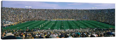 High angle view of spectators watching a football match from midfield, Notre Dame Stadium, South Bend, Indiana, USA Canvas Art Print - Indiana Art
