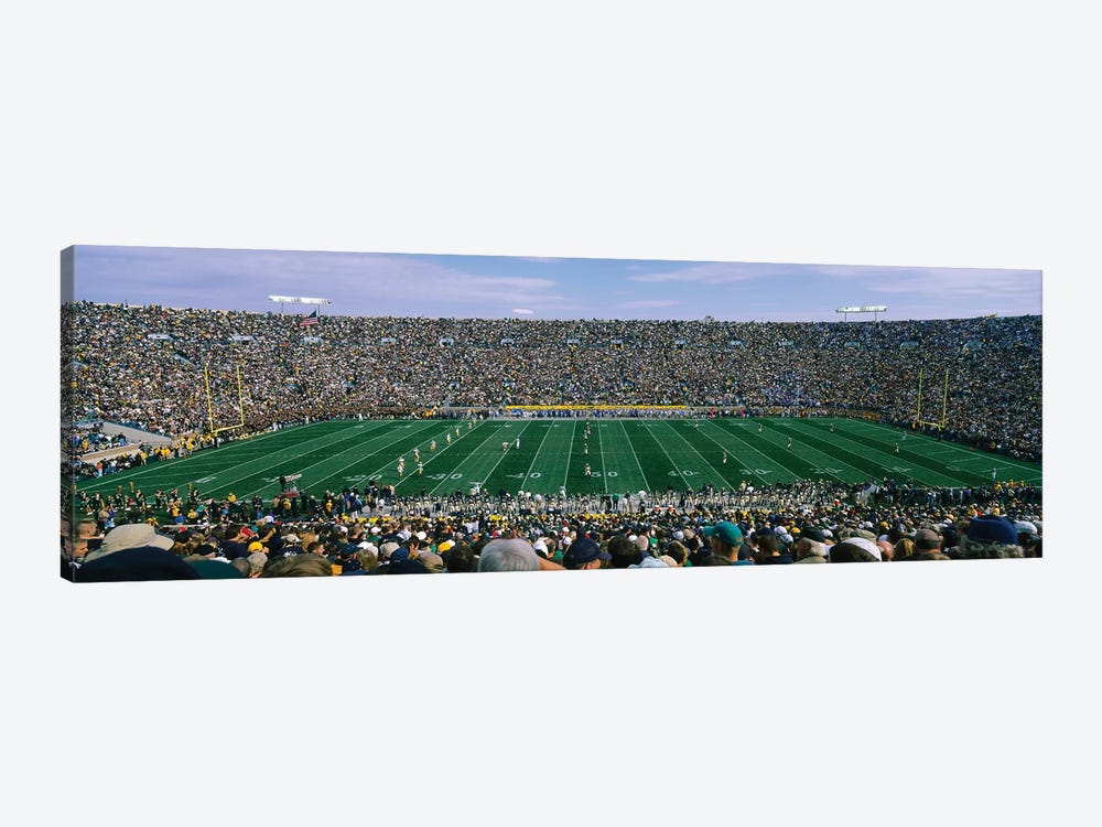 High angle view of spectators watching a football match from midfield, Notre Dame Stadium, South Bend, Indiana, USA by Panoramic Images 1-piece Canvas Art