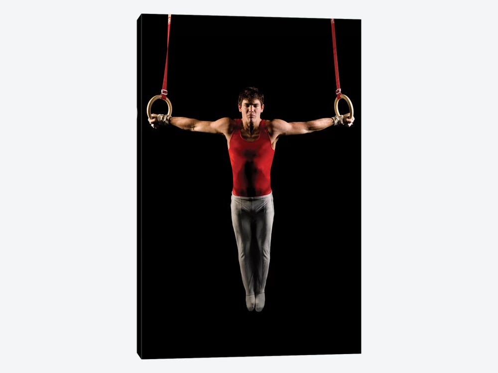 Young man exercising on gymnastic rings, Bainbridge Island, Washington State, USA by Panoramic Images 1-piece Canvas Art Print