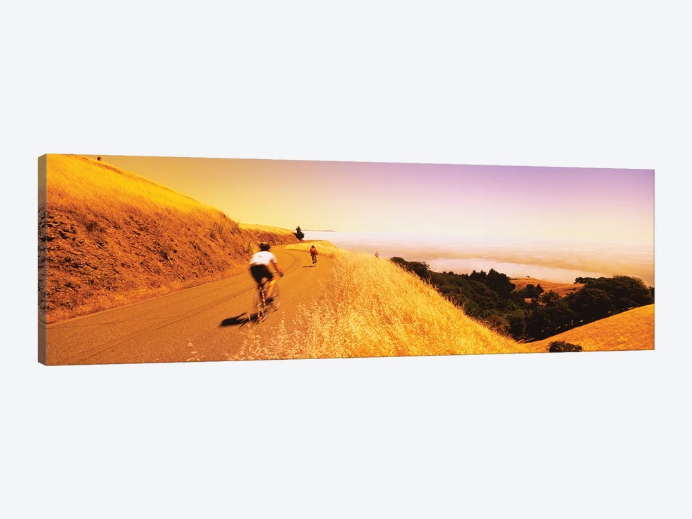 Cyclists on a road, Mt Tamalpais, Marin County, California, USA by Panoramic Images 1-piece Canvas Artwork