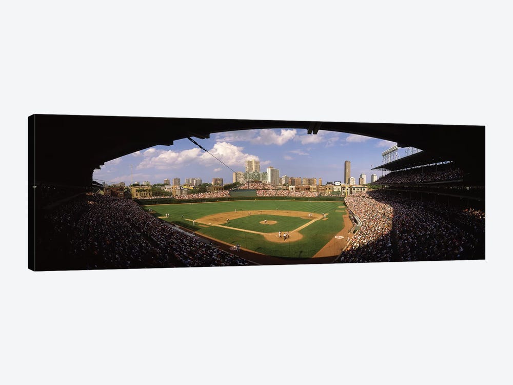 Spectators in a stadium, Wrigley Field, Chicago Cubs, Chicago, Cook County, Illinois, USA by Panoramic Images 1-piece Canvas Art Print