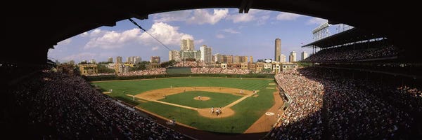Chicago Cubs: Spectators in a stadium, Wrigley Field, Chicago Cubs, Chicago, Cook County, Illinois, USA by Panoramic Images