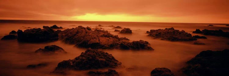 Foggy beach at dusk, Pebble Beach, Monterey County, California, USA