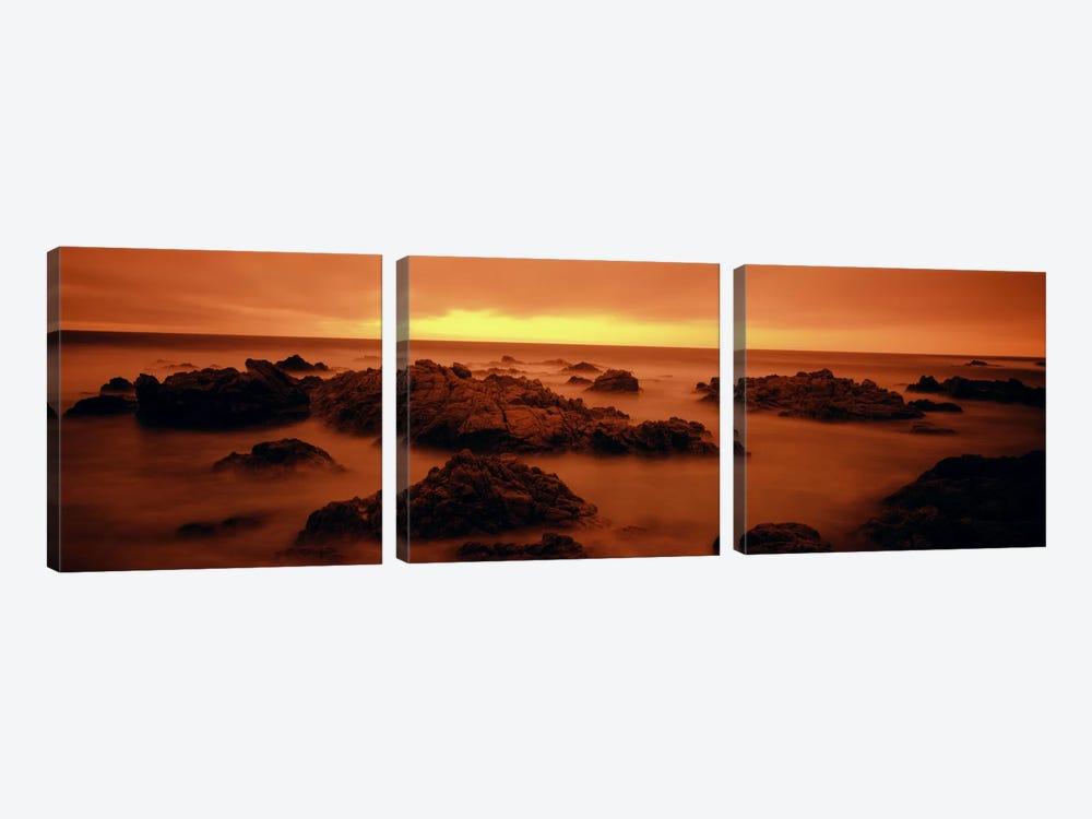 Foggy beach at dusk, Pebble Beach, Monterey County, California, USA by Panoramic Images 3-piece Art Print