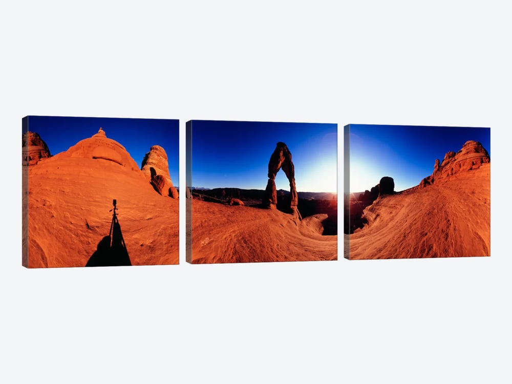 Delicate Arch At Sunrise, Arches National Park, Utah, USA by Panoramic Images 3-piece Canvas Wall Art