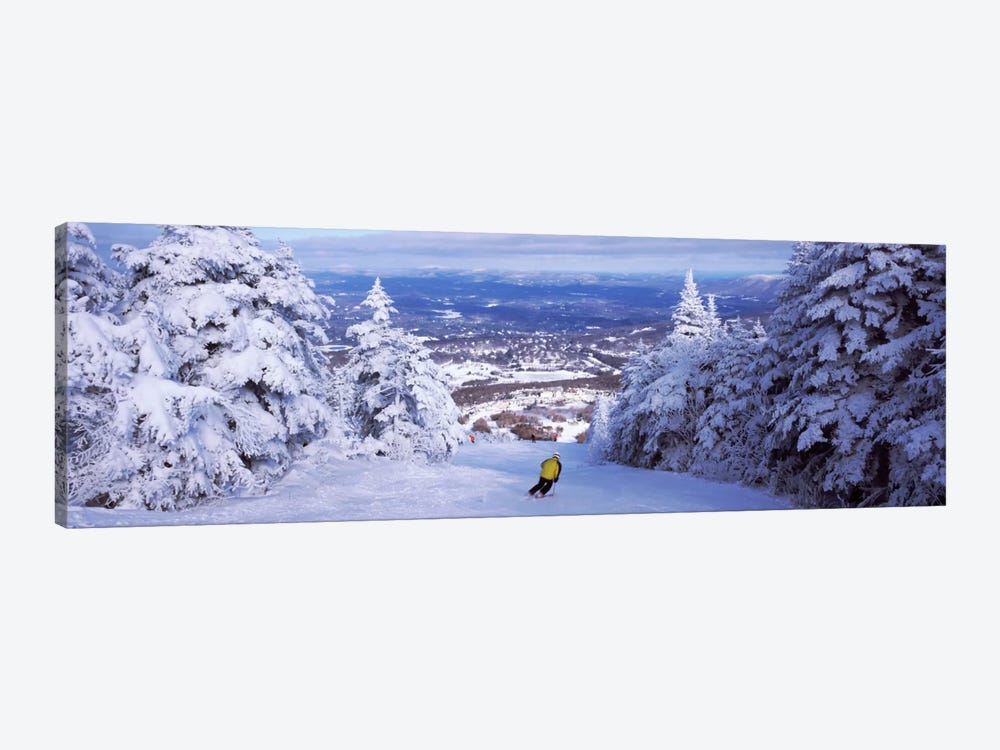 Lone Skier, Stratton Mountain Resort, Windham County, Vermont, USA by Panoramic Images 1-piece Canvas Print