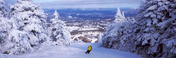 Vermont: Lone Skier, Stratton Mountain Resort, Windham County, Vermont, USA by Panoramic Images