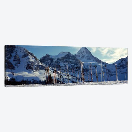 Skis and ski poles on a snow covered landscape, Mt Assiniboine, Mt Assiniboine Provincial Park, British Columbia, Canada Canvas Print #PIM12524} by Panoramic Images Canvas Art Print