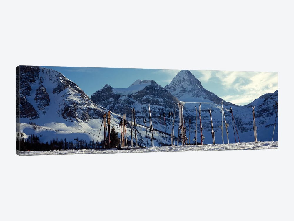 Skis and ski poles on a snow covered landscape, Mt Assiniboine, Mt Assiniboine Provincial Park, British Columbia, Canada by Panoramic Images 1-piece Canvas Artwork