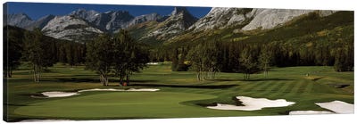 Double Green, Mt. Kidd Course, Kananaskis Country Golf Course, Kananaskis Country, Alberta, Canada Canvas Art Print - Golf Art