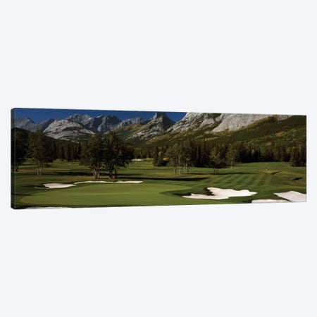 Double Green, Mt. Kidd Course, Kananaskis Country Golf Course, Kananaskis Country, Alberta, Canada Canvas Print #PIM12525} by Panoramic Images Canvas Print