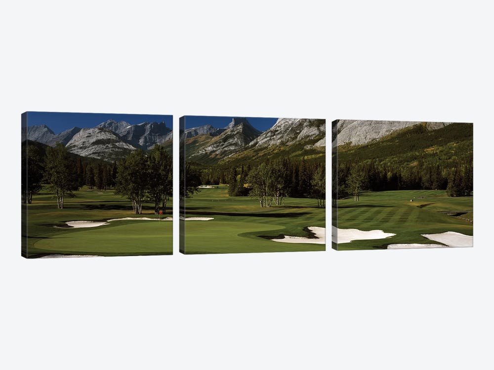 Double Green, Mt. Kidd Course, Kananaskis Country Golf Course, Kananaskis Country, Alberta, Canada by Panoramic Images 3-piece Canvas Print
