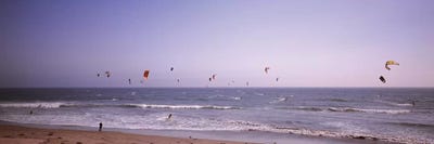 Kite surfers over the sea, Waddell Beach, Waddell Creek, Santa Cruz County, California, USA by Panoramic Images canvas print