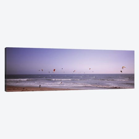 Kite surfers over the sea, Waddell Beach, Waddell Creek, Santa Cruz County, California, USA Canvas Print #PIM12539} by Panoramic Images Canvas Art Print