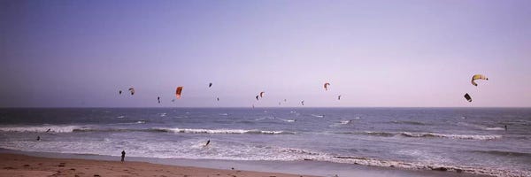 Santa Cruz: Kite surfers over the sea, Waddell Beach, Waddell Creek, Santa Cruz County, California, USA by Panoramic Images