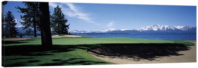 Golf course with mountain view, Edgewood Tahoe Golf Course, Stateline, Douglas County, Nevada, USA Canvas Art Print - Golf Art