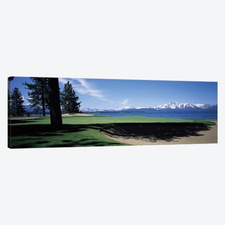Golf course with mountain view, Edgewood Tahoe Golf Course, Stateline, Douglas County, Nevada, USA Canvas Print #PIM12569} by Panoramic Images Canvas Artwork