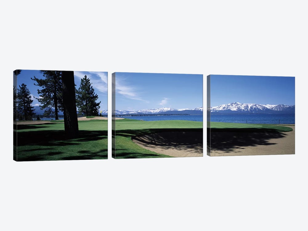 Golf course with mountain view, Edgewood Tahoe Golf Course, Stateline, Douglas County, Nevada, USA by Panoramic Images 3-piece Art Print