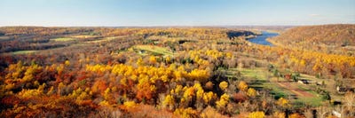 Aerial view of a landscapeDelaware River, Washington Crossing, Bucks County, Pennsylvania, USA by Panoramic Images framed canvas print