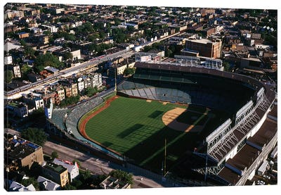 Aerial view of Wrigley Field, Chicago, Cook County, Illinois, USA Canvas Art Print - Chicago Cubs