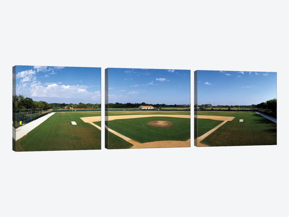 High school baseball diamond field, Lincolnshire, Lake County, Illinois, USA by Panoramic Images 3-piece Canvas Art
