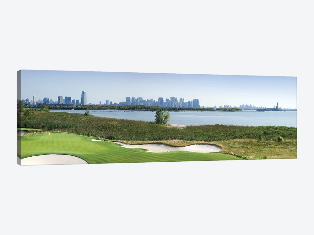 Liberty National Golf Club with Lower Manhattan and Statue Of Liberty in the background, Jersey City, New Jersey, USA 2010 by Panoramic Images 1-piece Canvas Artwork