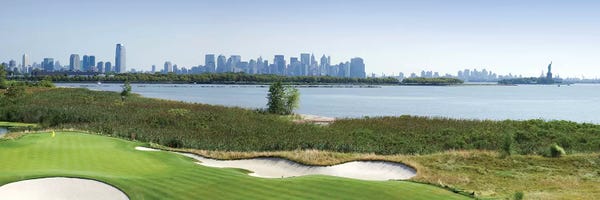 Golf: Liberty National Golf Club with Lower Manhattan and Statue Of Liberty in the background, Jersey City, New Jersey, USA 2010 by Panoramic Images