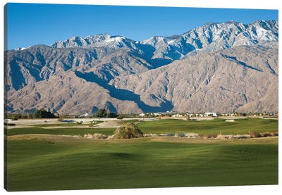 Golf course with mountain range, Desert Princess Country Club, Palm Springs, Riverside County, California, USA Canvas Art Print - Golf Art