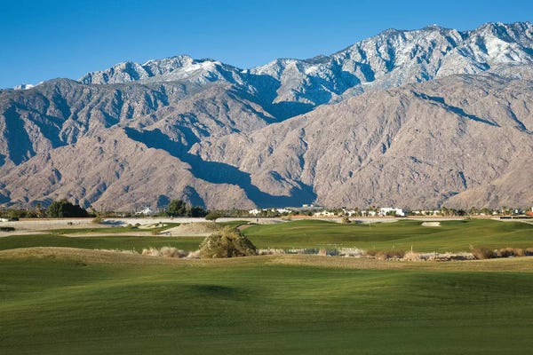 Palm Springs: Golf course with mountain range, Desert Princess Country Club, Palm Springs, Riverside County, California, USA by Panoramic Images