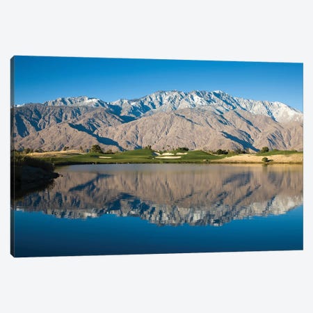 Reflection of mountains in a pond, Desert Princess Country Club, Palm Springs, Riverside County, California, USA Canvas Print #PIM12628} by Panoramic Images Canvas Art Print