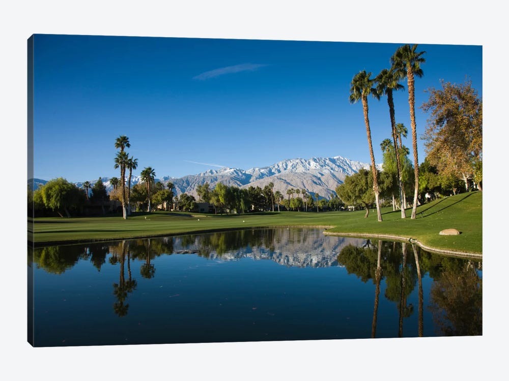 Course Pond, Desert Princess Country Club, Cathedral City, Coachella Valley, Riverside County, California, USA by Panoramic Images 1-piece Canvas Artwork