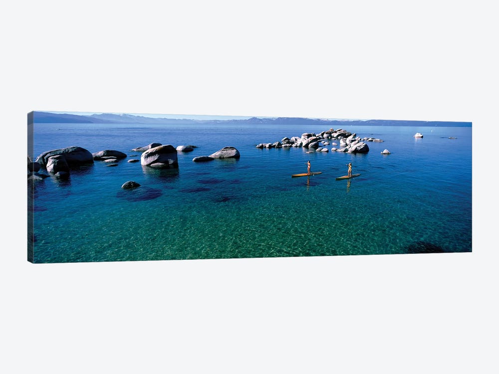 Two women paddle boarding in a lake 2, Lake Tahoe, California, USA by Panoramic Images 1-piece Canvas Wall Art