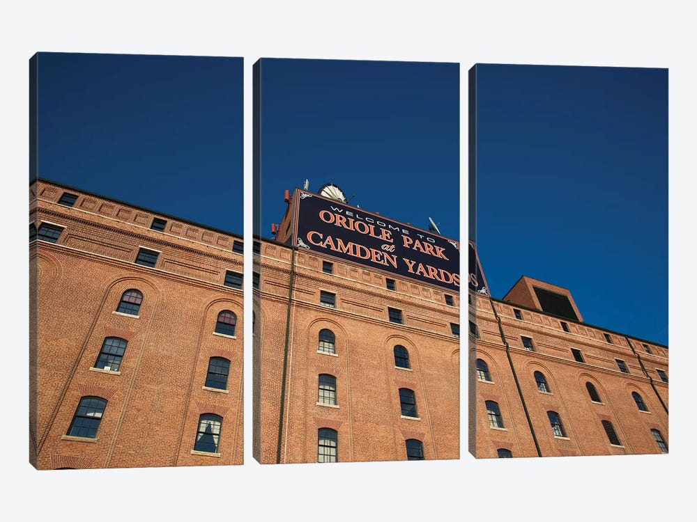 Low angle view of a baseball park, Oriole Park at Camden Yards, Baltimore, Maryland, USA by Panoramic Images 3-piece Canvas Art Print