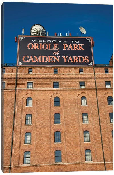 Low angle view of a baseball park 2, Oriole Park at Camden Yards, Baltimore, Maryland, USA Canvas Art Print - Baseball Art