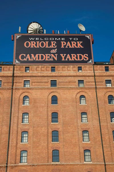 Baseball: Low angle view of a baseball park 2, Oriole Park at Camden Yards, Baltimore, Maryland, USA by Panoramic Images