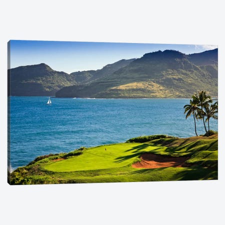 Oceanside Green, 14th Hole, Ocean Course, Hokuala Kaua'i Resort, Hawaii, USA Canvas Print #PIM12683} by Panoramic Images Canvas Print