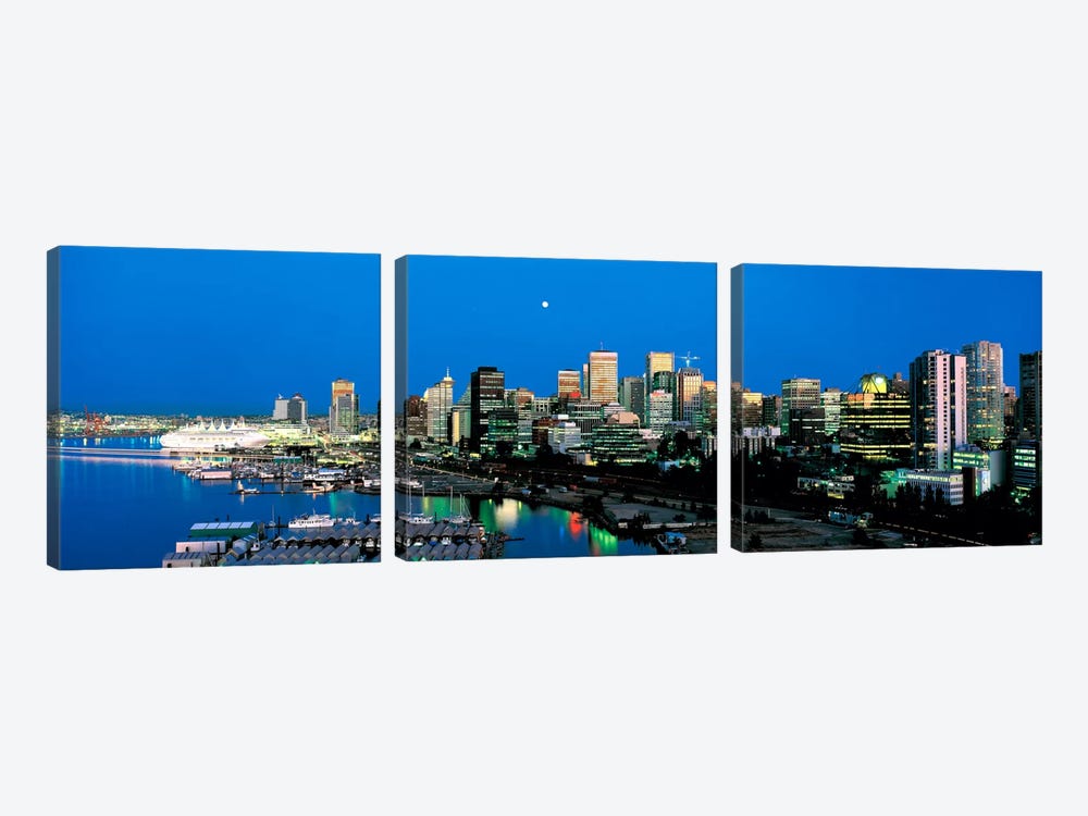 Evening skyline Vancouver British Columbia Canada by Panoramic Images 3-piece Art Print