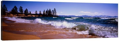 Crashing Waves, Lake Tahoe, Nevada, USA Canvas Art Print - Lake Tahoe Art