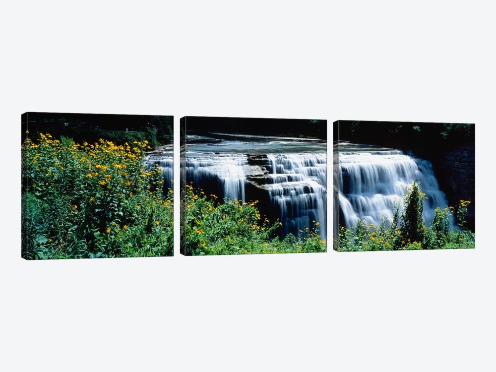 Middle Falls Of The Genesee River, Letchworth State Park, New York, USA by Panoramic Images 3-piece Canvas Art