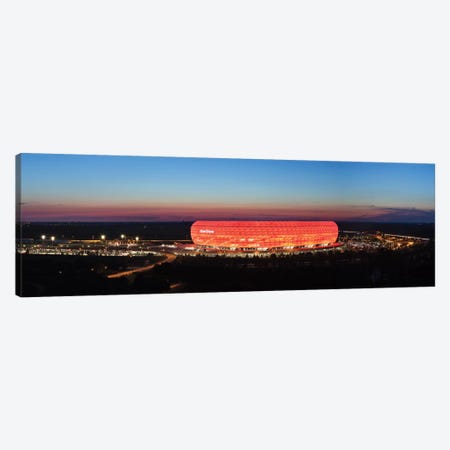 Soccer stadium lit up at dusk 2, Allianz Arena, Munich, Bavaria, Germany Canvas Print #PIM12731} by Panoramic Images Art Print