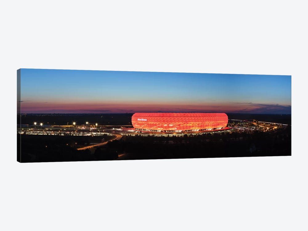 Soccer stadium lit up at dusk 2, Allianz Arena, Munich, Bavaria, Germany by Panoramic Images 1-piece Art Print