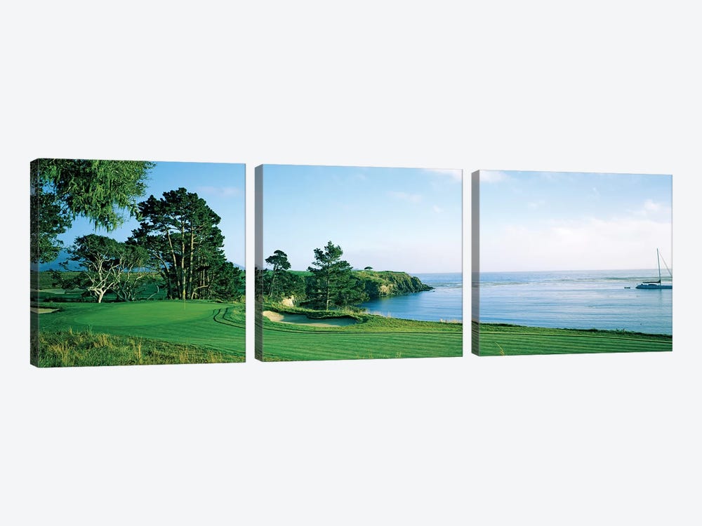 Pebble Beach Golf Course, Pebble Beach, Monterey County, California, USA by Panoramic Images 3-piece Canvas Art