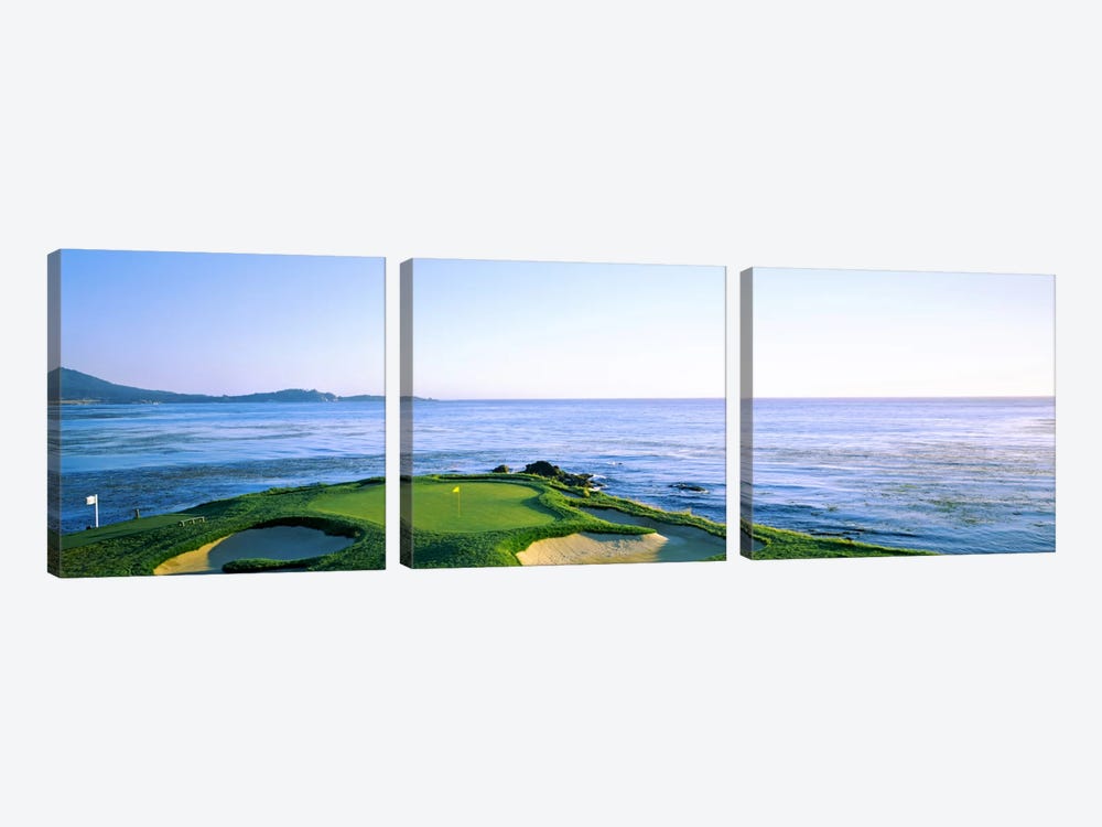 7th Hole, Pebble Beach Golf Links, Monterey County, California, USA by Panoramic Images 3-piece Canvas Print