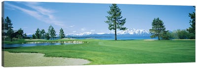 Sand trap in a golf course, Edgewood Tahoe Golf Course, Stateline, Douglas County, Nevada Canvas Art Print - Nevada Art