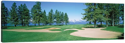Sand traps in a golf course, Edgewood Tahoe Golf Course, Stateline, Douglas County, Nevada, USA Canvas Art Print - Nevada Art