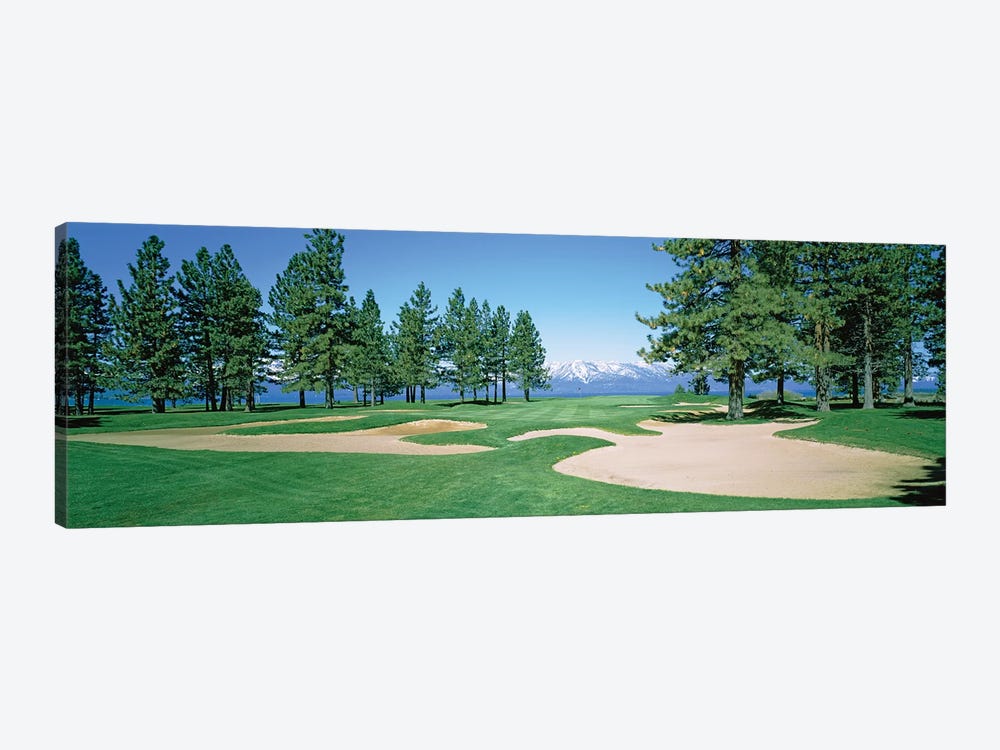 Sand traps in a golf course, Edgewood Tahoe Golf Course, Stateline, Douglas County, Nevada, USA by Panoramic Images 1-piece Canvas Wall Art